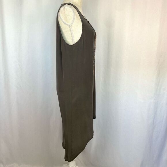 Haute Hippie 100% Silk Grey Embellished Silk Dress Hi-Lo Boho Women’s Large - Picture 2 of 10